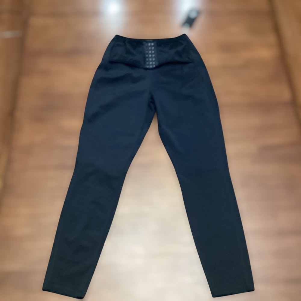 HOTSUIT Women Sauna Pants High Waist Leggings Hook Eye Closure Black Size Medium